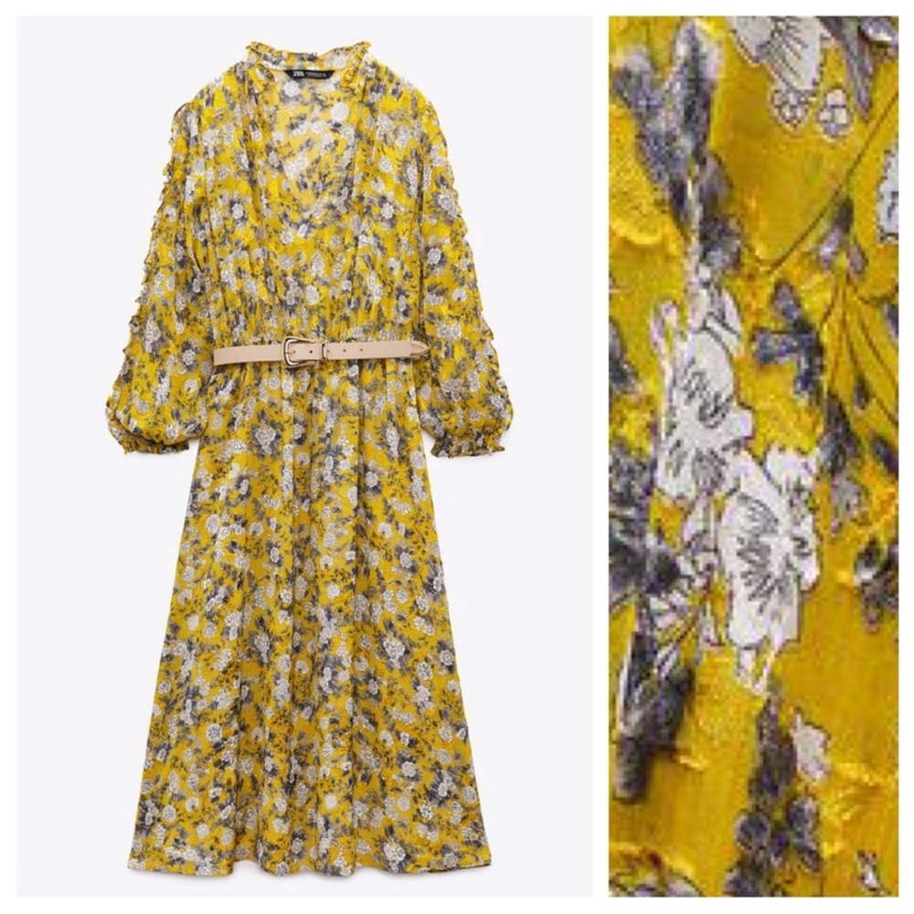 Zara Yellow Floral dress - Picture 1 of 8